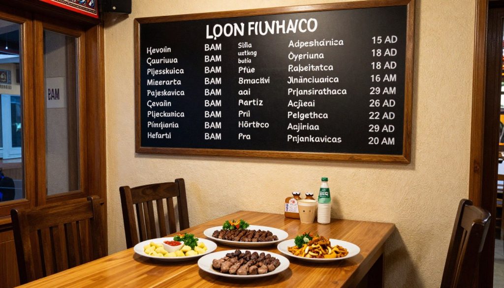 Ceny Bośnia i Hercegowina - lokalna restauracja z menu