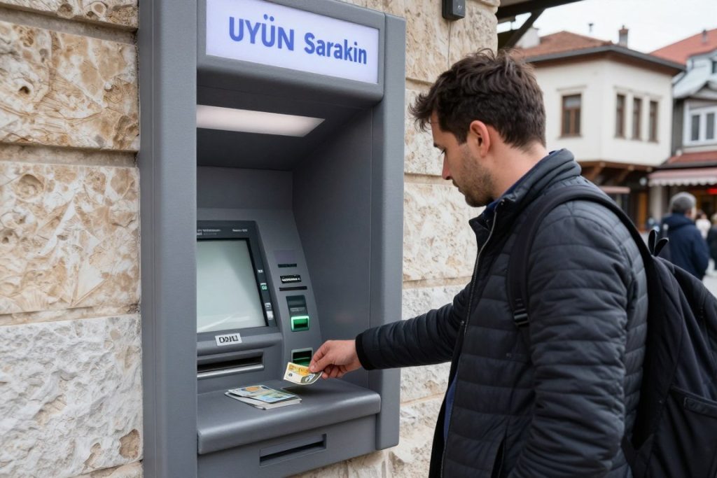 Turystyka Bośnia waluta - podr&oacute;żnik przy bankomacie