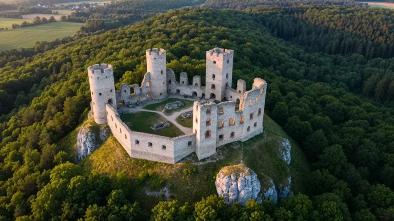 Zamek Ogrodzieniec ruiny średniowieczne na tle przyrody Jura Krakowsko-Częstochowska