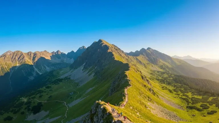 Panorama polskich gór Tatr z doliną i szczytem Giewontu latem - wakacje w Polsce 2026