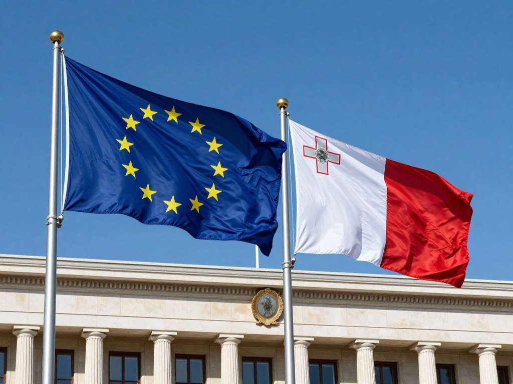 Malta wakacje flaga UE unia europejska Malta wakacje flaga UE unia europejska
