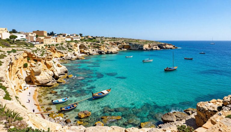 Malta wakacje panorama wybrzeża z błękitną wodą