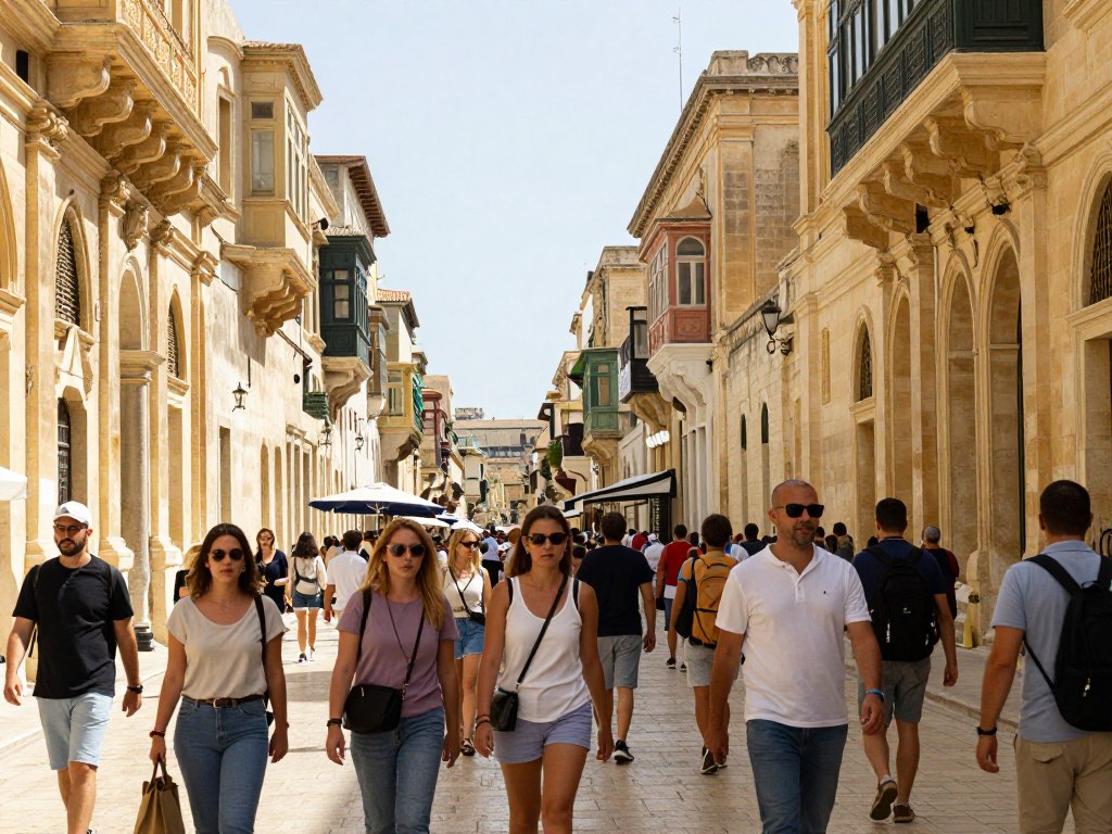 Malta wakacje tłum turystów Valletta Malta wakacje tłum turystów Valletta