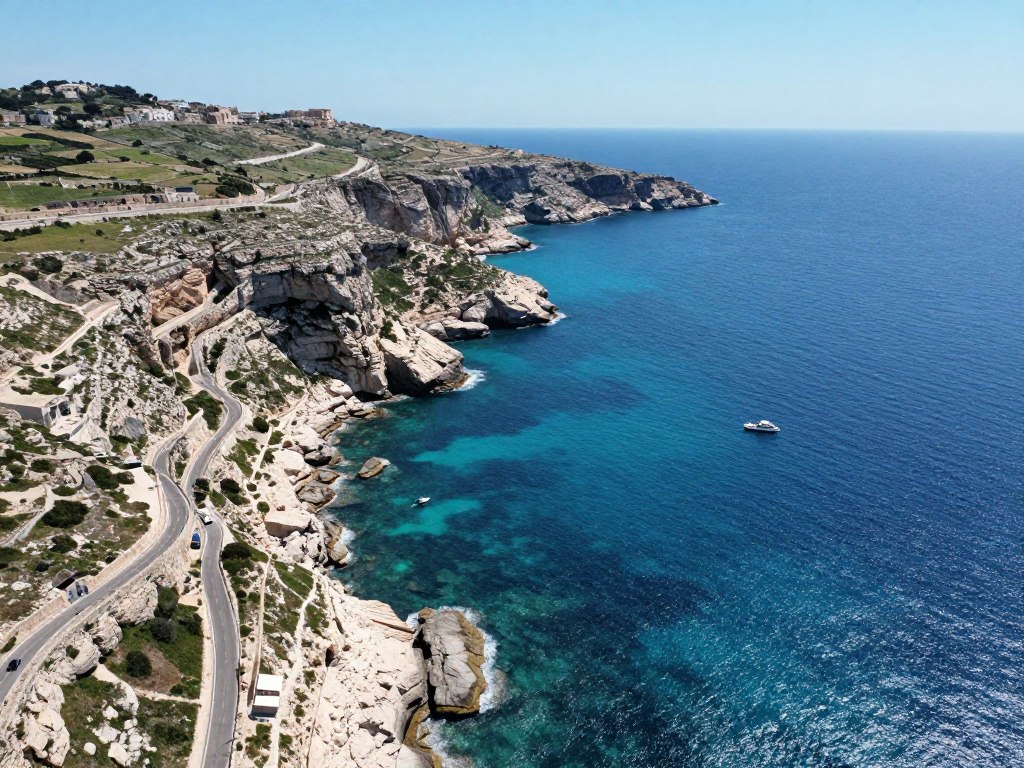Malta wakacje wybrzeże z lotu ptaka klify Malta wakacje wybrzeże z lotu ptaka klify