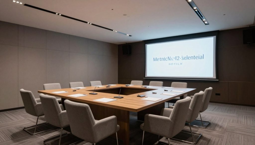 Sala konferencyjna w hotelu Marriott Warszawa z nowoczesnym wyposażeniem